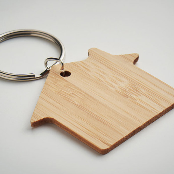 MB - House shaped bamboo key ring Houseboo