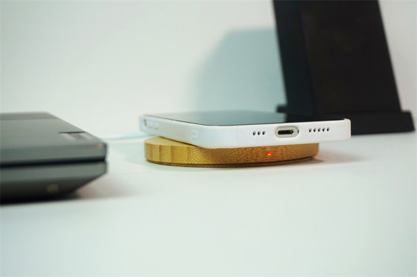 Wooden wireless charger with LED backlight
