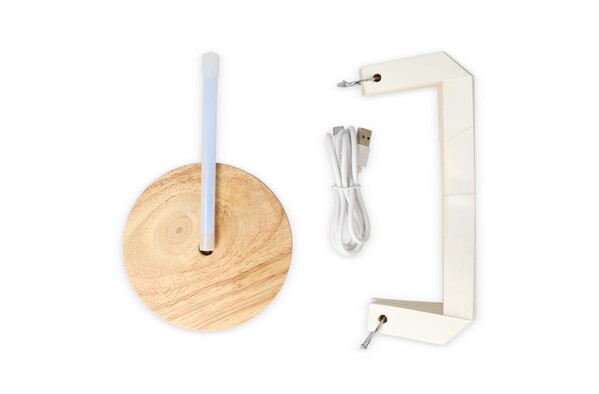 Coollux foldable paper LED lamp Aurora on wooden base, 22cm - Nature