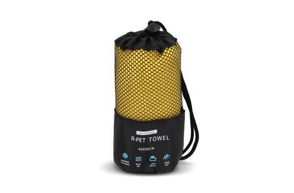 R-PET quick dry sports towel 40x80cm with pouch (200g/m²) sublimation - Yellow