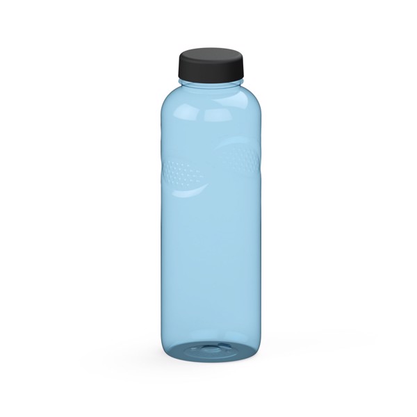 Drink Bottle Carve "Refresh" Clear-Transparent, 1.0 L - Transparent-Blue / Black