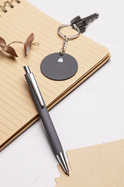 Pen And Keyring Set Miroset - Dark Grey