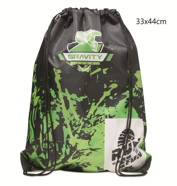 Full colour recycled PET drawstring bag with PU corners - 33x44cm