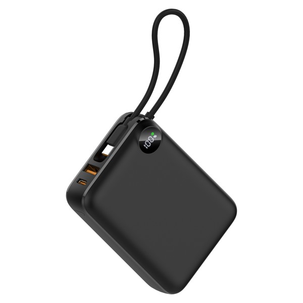 Compact power bank 20000mAh with LED display - WHITE