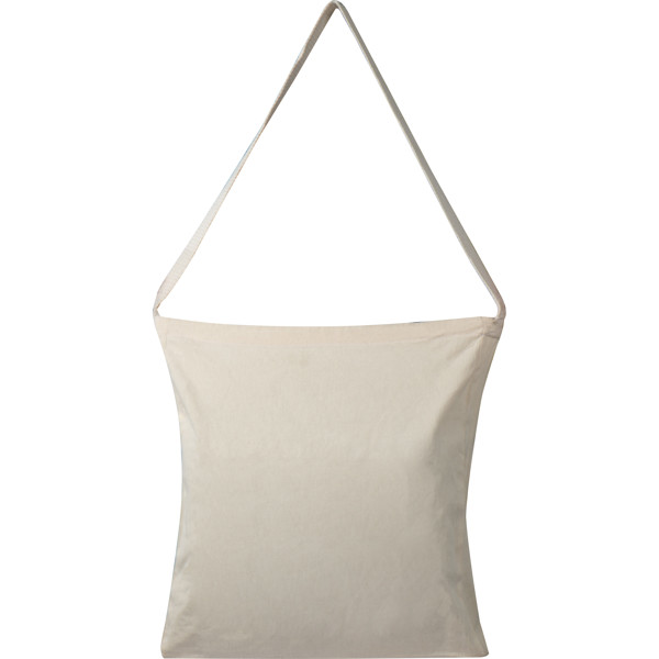 Cotton bag with woven carrying handle and bottom fold REBECCA - White