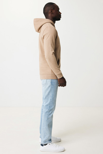 Sweat à capuche en coton recyclé et non teinté Iqoniq Torres - Heather Brown / L