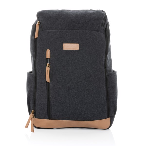 Impact AWARE™ 16 oz. recycled canvas 15" laptop backpack - Black