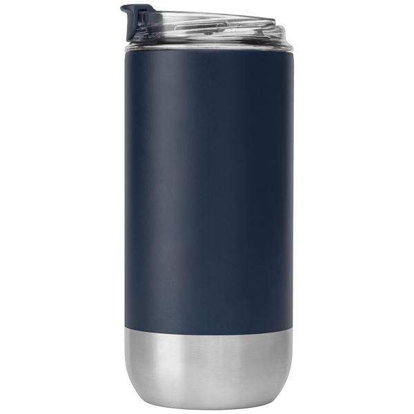 Glacier - 475 ml Gobelet à Double Paroi en Acier Inoxydable Recyclé - Bleu marine / Jet d’encre 4 couleurs