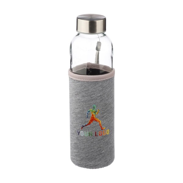 Staklena boca (500 ml) s neoprenskim rukavom Nika - Grey