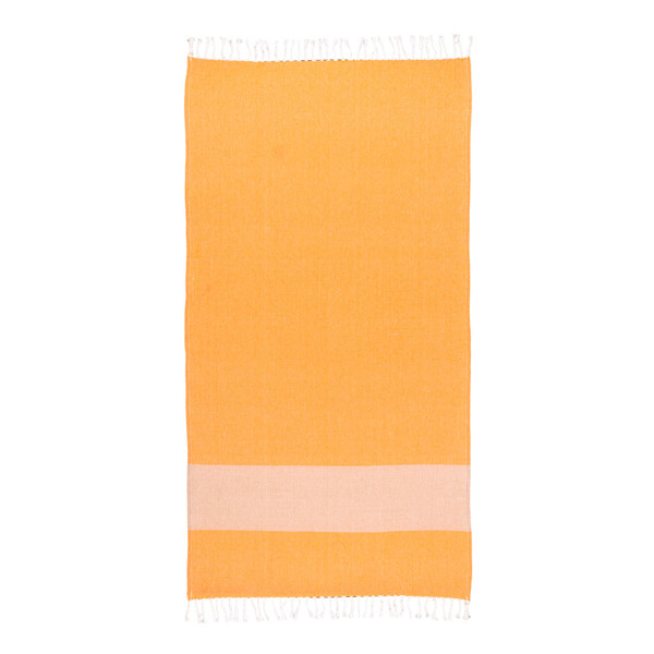 Recycled Cotton Beach Towel 180 G/M2. Melange Effect And Fringes - Orange