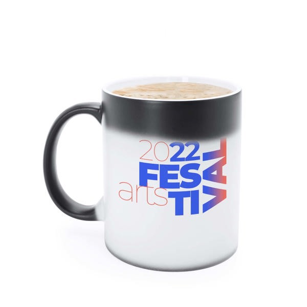 Custom magic ceramic mug 350 ml with heat-reveal effect