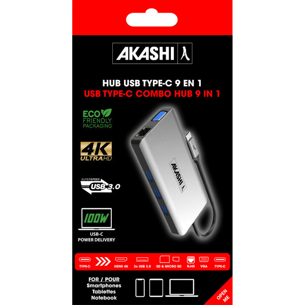 KONPYUTA - HUB 9 EN 1 - USB TYPE-C