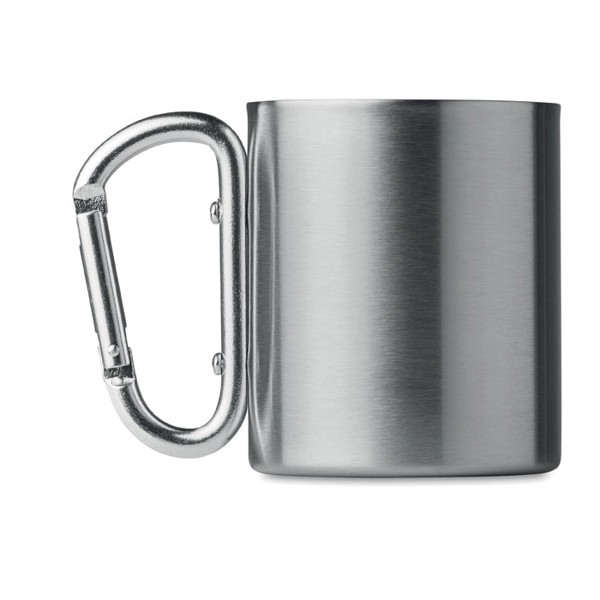 Kovinska skodelica Trumbo, ročaj v obliki karabina, 220 ml - Matt Silver