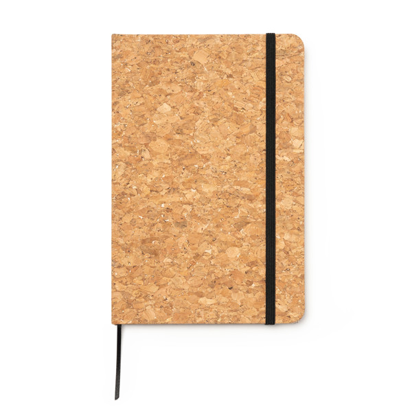 Bloc de notas A5 personalizado de corcho natural con banda elástica y marcapáginas
