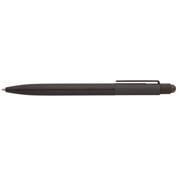 Evo Softy Stylo en aluminium recyclé avec stylet - Acier / Jet d’encre 4 couleurs
