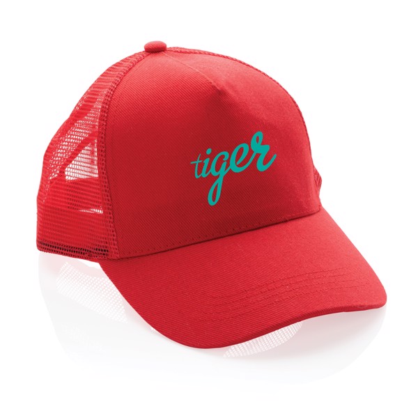 Impact AWARE™ 190gr Brushed rCotton 5 Panel Trucker-Cap - Rot