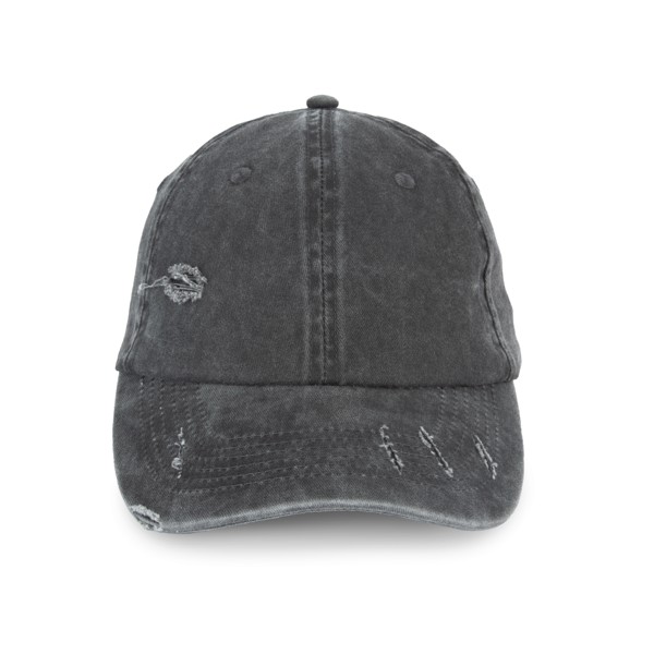 Eco-Friendly Unisex Ripped Effect Cap - Washed Black