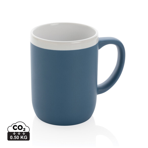 Mug 300ml en céramique avec bord blanc - Bleu / Blanc
