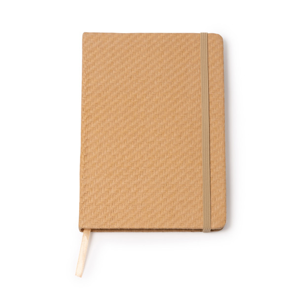 Libreta personalizada A5 de paja natural con tapa rígida y banda elástica