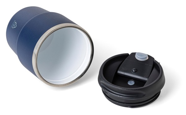 ￼Gerecycled roestvrijstalen dubbelwandige drinkbeker (175 ml) Oli - wit