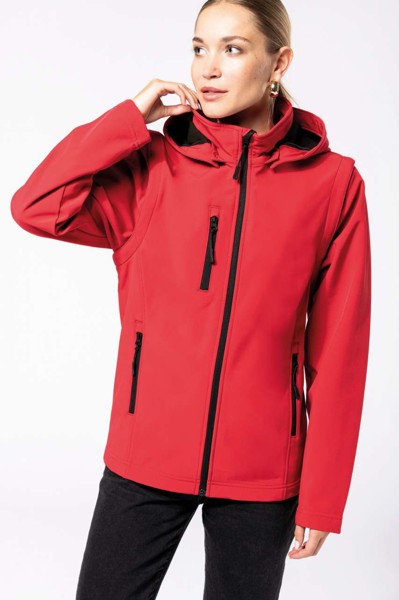 Unisex 3-Layer Softshell Hooded Jacket With Removable Sleeves - Titanium / 5XL