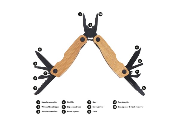 Multi-Tool Bamboo 12 Funktionen - Schwarz
