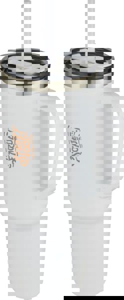Caneca isolada a vácuo com palhinha de cobre com certificação RCS de parede dupla de 1200 ml "Sydney" - Branca 