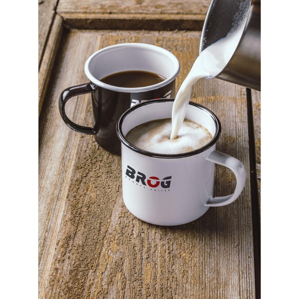 Retro Mug Émail 350 ml - Blanc / Noir