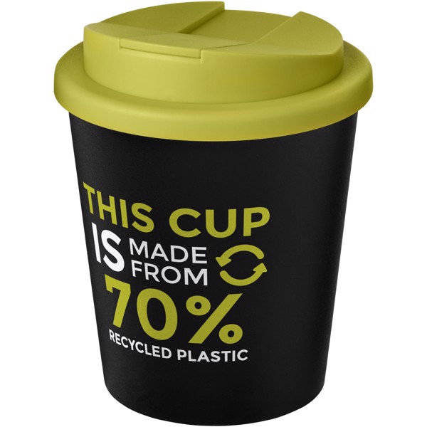 Bicchiere Americano® Espresso Eco da 250 ml in materiale riciclato con coperchio a prova di perdita - Nero / Lime