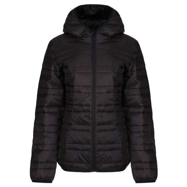 Womens Hooded Packaway Firedown Jacket - Black / Black / XL