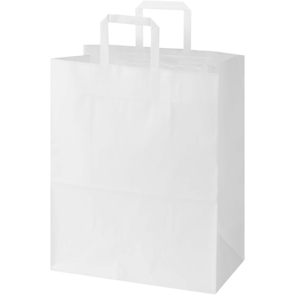 Kraft papieren tas 80–90 g/m² met platte handvatten – 32 x 17 x 39 cm - Wit