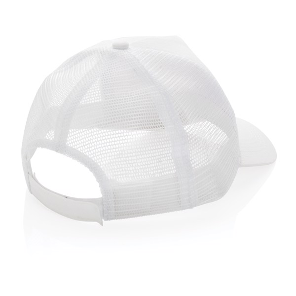 Impact AWARE™ Brushed rcotton 5 panel trucker cap 190gr - White