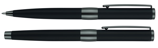 Parure Image Line Senator® Composée D'un Stylo À Bille, D'un Stylo À Plume Et D'un Étui En Cuir. - Noir