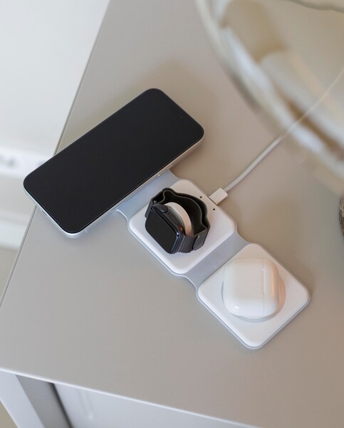 Chargeur sans fil Trigo | Recyclé | 3-en-1 - blanc