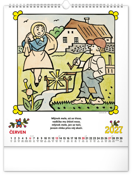 Notique Nástěnný Kalendář Josef Lada – Říkadla 2027, 30 x 34 cm