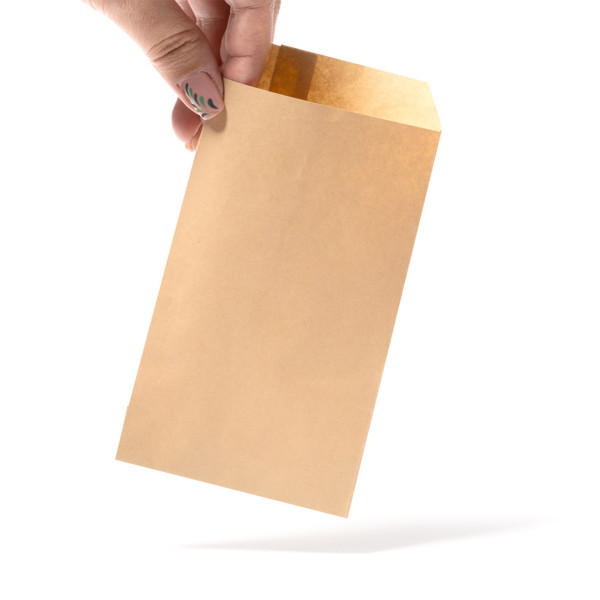 Personalised kraft paper bag 9x14.5 cm with adhesive flap