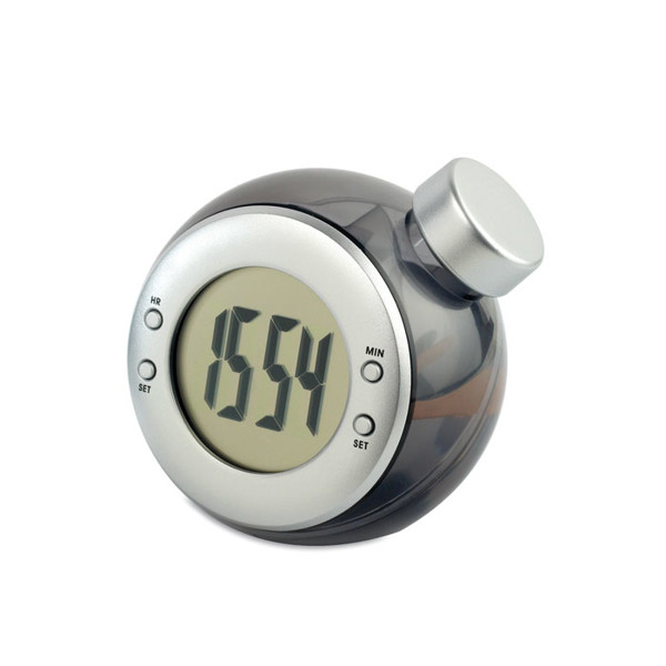 Droppy water powered LCD desk clock, no battery