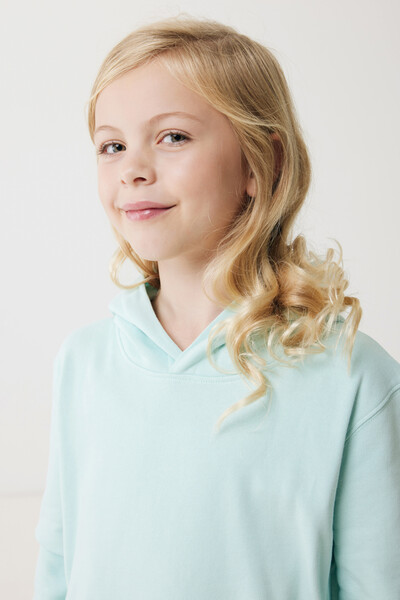 IQONIQ Yengo kids recycled cotton hoodie with sidepockets - Crushed Mint / 34