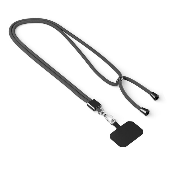 Cordon en polyester crossbody tendance pour téléphone portable - Noir / Accessoires noirs