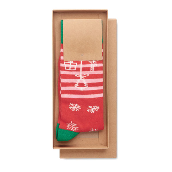 Christmas socks Joyful L, recycled cotton, size 43-46 - Red