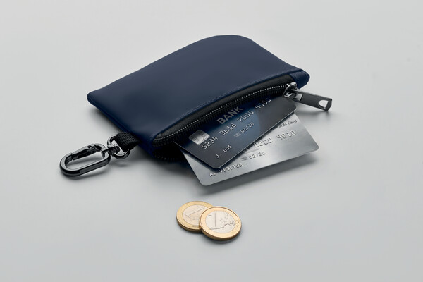 Porte-monnaie PU et mousqueton Guardo - Bleu Marine