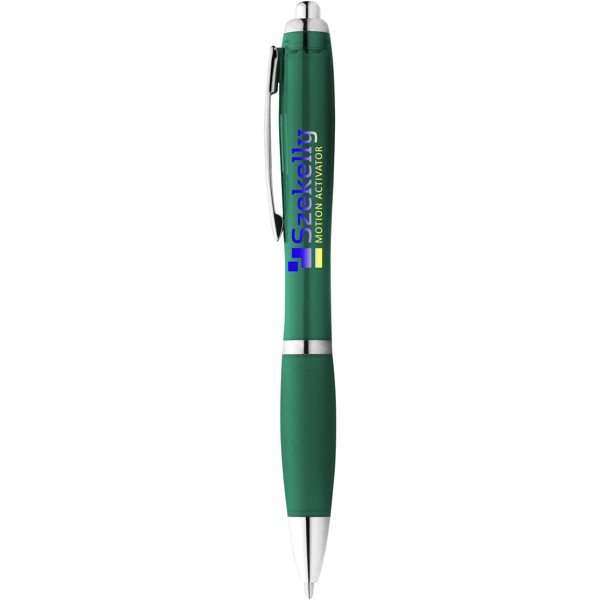 Kuličkové pero Nash s barevným tělem úchopem - Zelená