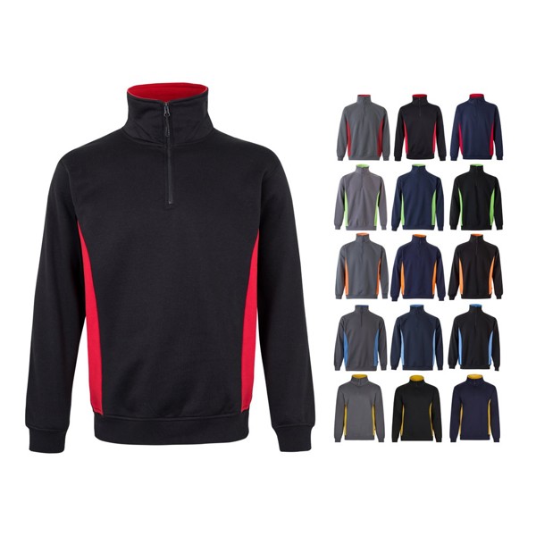 VL SVAROG. Two-tone terry sweatshirt (260g/m²), in polyester (65%) and cotton (35%) - Grey / Orange / XL