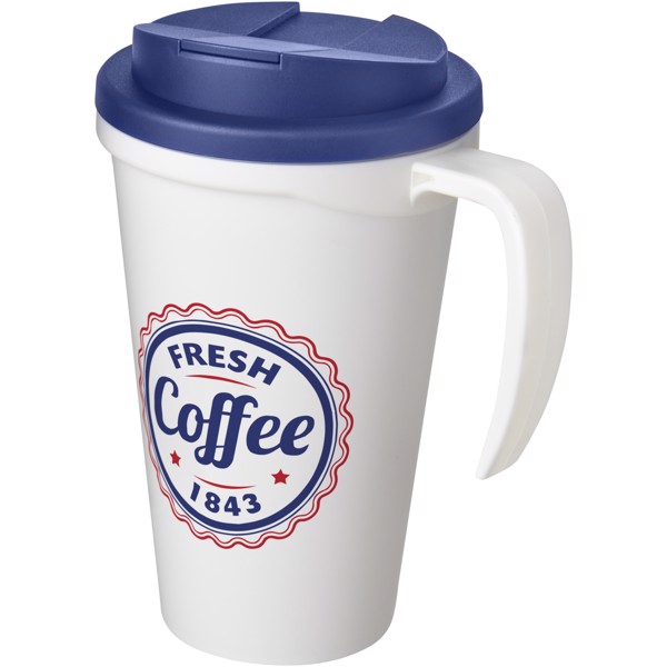 Mug isolant Americano® Grande 350ml avec couvercle anti fuites - Blanc / Bleu