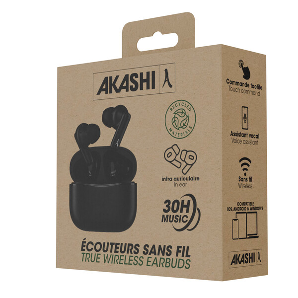 AKARI - ÉCOUTEURS SANS FIL BLUETOOTH NOIR