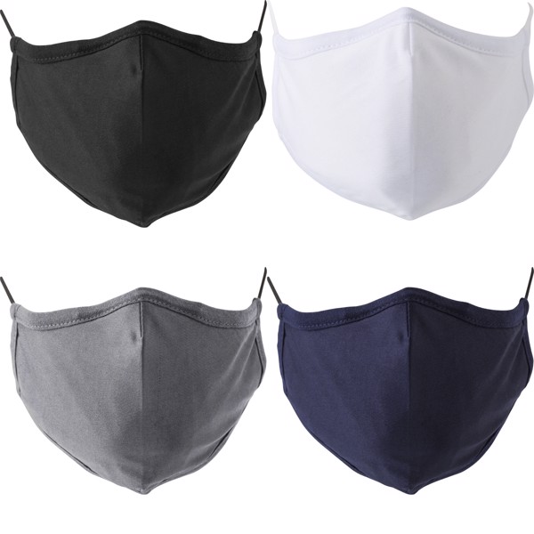 Máscara facial reutilizável em algodão e poliéster Riyan - White