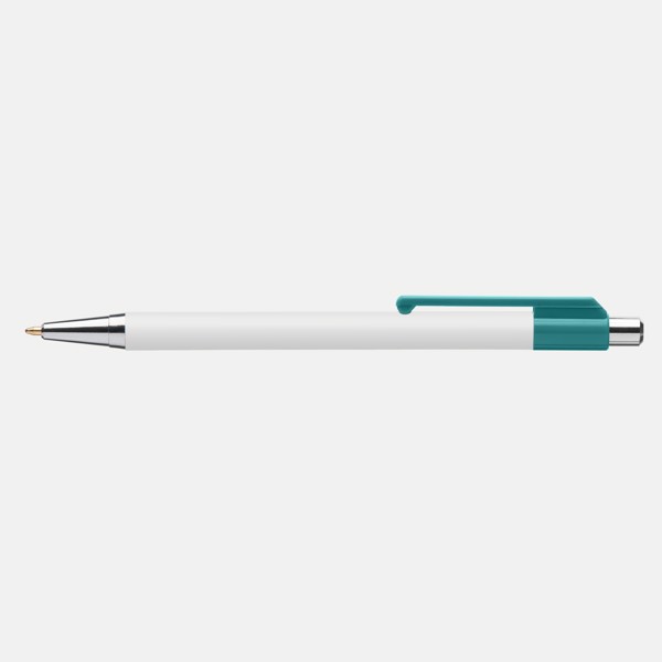 Stylo Astaire chrome avec embout coloré - Sarcelle / Impression 360
