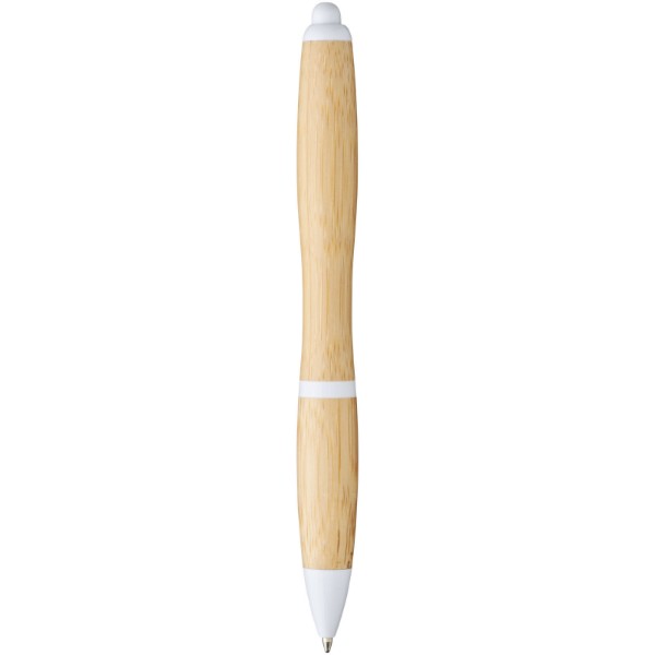 Stylo bille en bambou Nash (encre bleue) - Naturel / Blanc