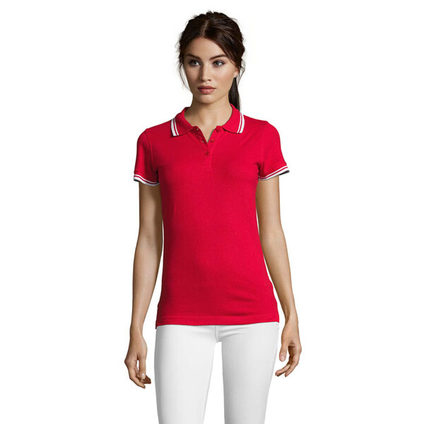 PASADENA pólo mulher 200g Pasadena Women - Vermelho / BrancoL