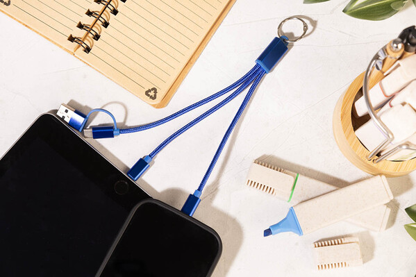 Brelok kabel ładujący USB Rafob - Niebieski
